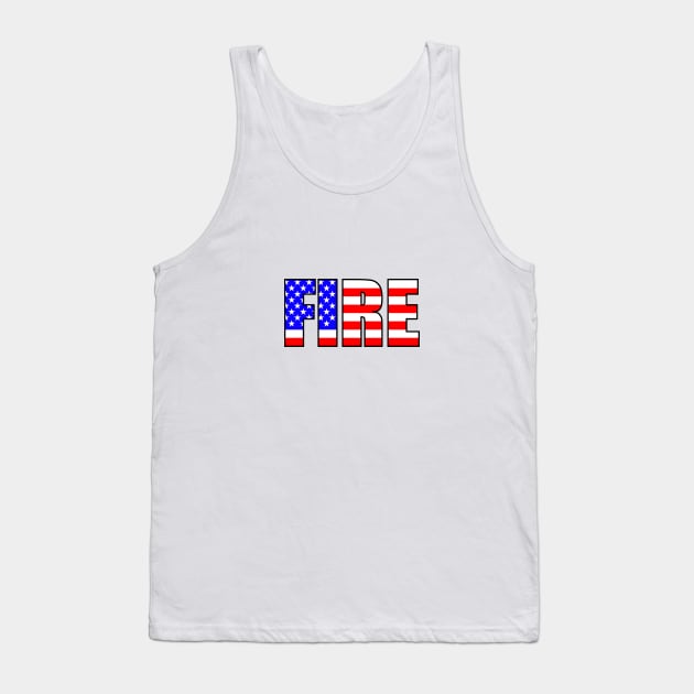 FIRE in USA flag style Tank Top by BassFishin